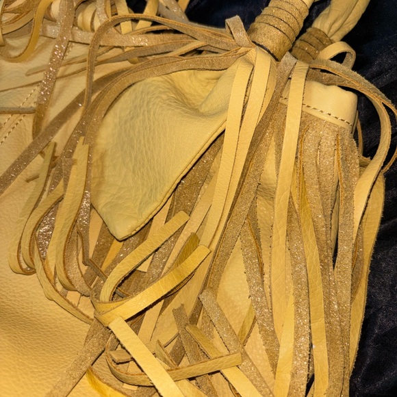 B. Makowsky Yellow Fringe Hobo Women's Bag - Picture 3 of 8